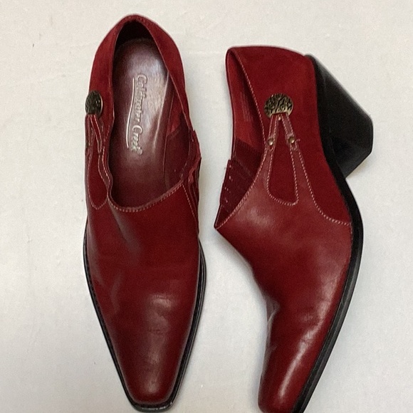 Coldwater Creek Red Leather Suede Point Square Toe Western Ankle Boot Shoes 10 - Picture 2 of 12